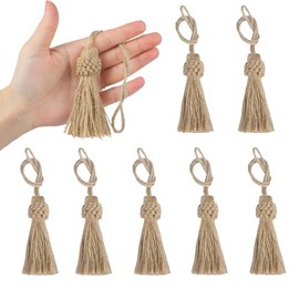 Fenghuangwu 8PCS Tassel Key Colorful Tassel for Cord Loop,Elegant Handmade DIY Craft Accessory Home Decoration (Jute)
