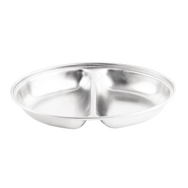 Olympia Oval 8in Vegetable Dish with 2 Division Stainless Steel W/O Lid