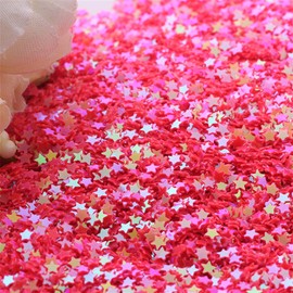 100g Iridescent Star Shaped Sequins Glitter Flat PVC Star Sequins Paillettes for Scrapbooking Embellishment Card Making Jewelry Making Nail Manicure Decorartions (Watermelon)
