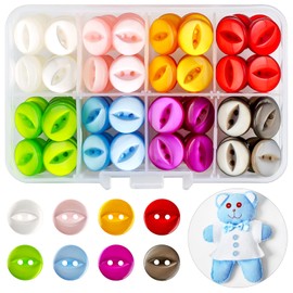 160 Pcs Baby Buttons, Round Fish Eye Buttons, 8 Colors Resin Button with Storage for Cardigans, Sewing, Knitting, Crafts, DIY Handmade, 2 Hole 14mm