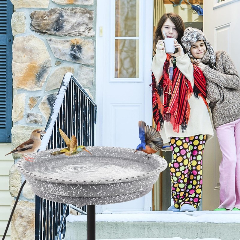 Feemiyo Heated Bird Bath for Outdoors for Winter, 75W Bird