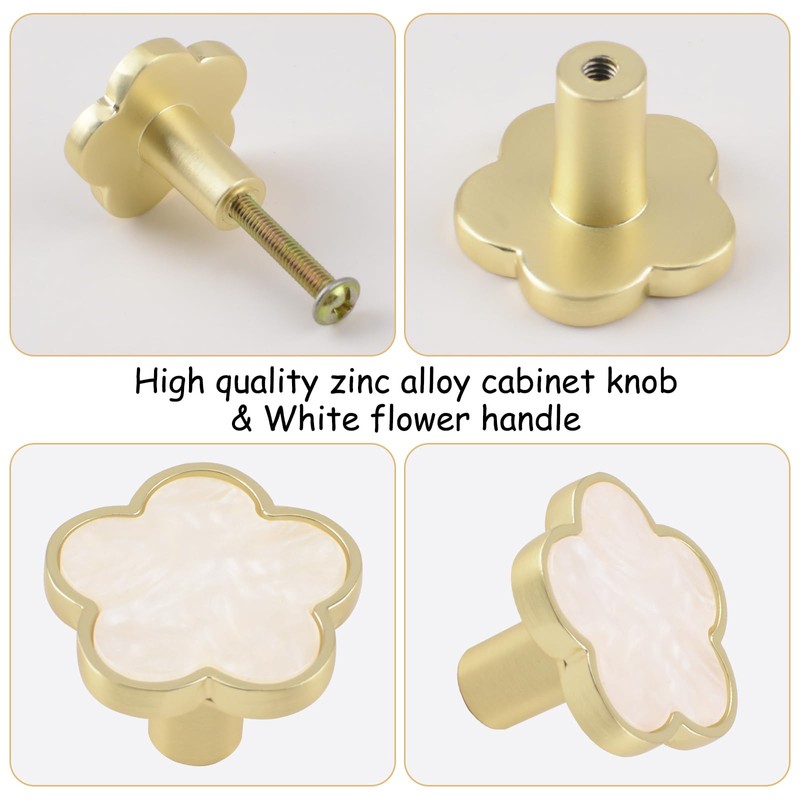 MOROBOR Decorative Flower Kitchen Cabinet Knobs, 6 Pack Creative Dresser