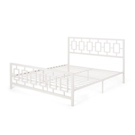 Great Deal Furniture Dawn Modern Iron King Bed Frame, White