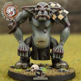 War World Gaming Gutrot Greenskins - Grunger the Troll - 28 mm Fantasy Football Miniature Figure Mini Leprechaun for Blood Bowl, Paintable Collector's Item Painting