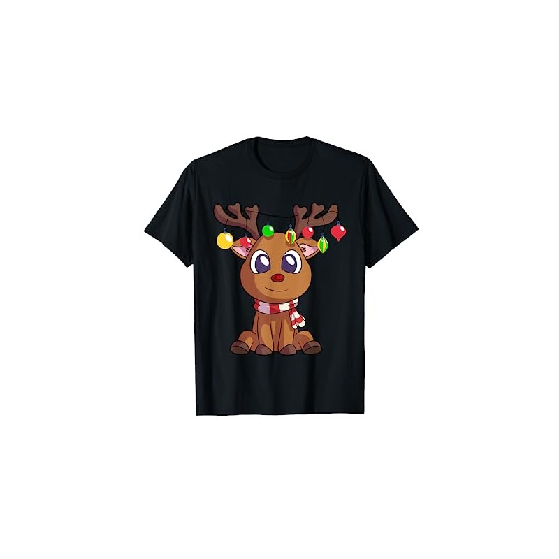 Christmas Reindeer Kids Girls Women Cute Xmas Deer T-Shirt