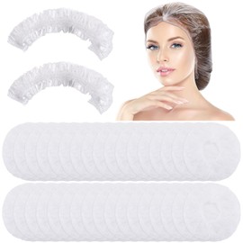 WLLHYF 100 Pieces Disposable Shower Caps, Waterproof Hair Swimming Caps Thickening Elastic Swimming Cap Plastic Transparent Hair Caps for Spa Bath Hair Treatment Home Hotel Portable Travel