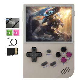 RG35XX 2024 Retro Gaming Consoles with 64GB Card rg35xx Handheld Game Console 3.5 inch IPS Screen Linux System Classic Emulator Hand Held Gaming Console Support HDMI TV Output Gray