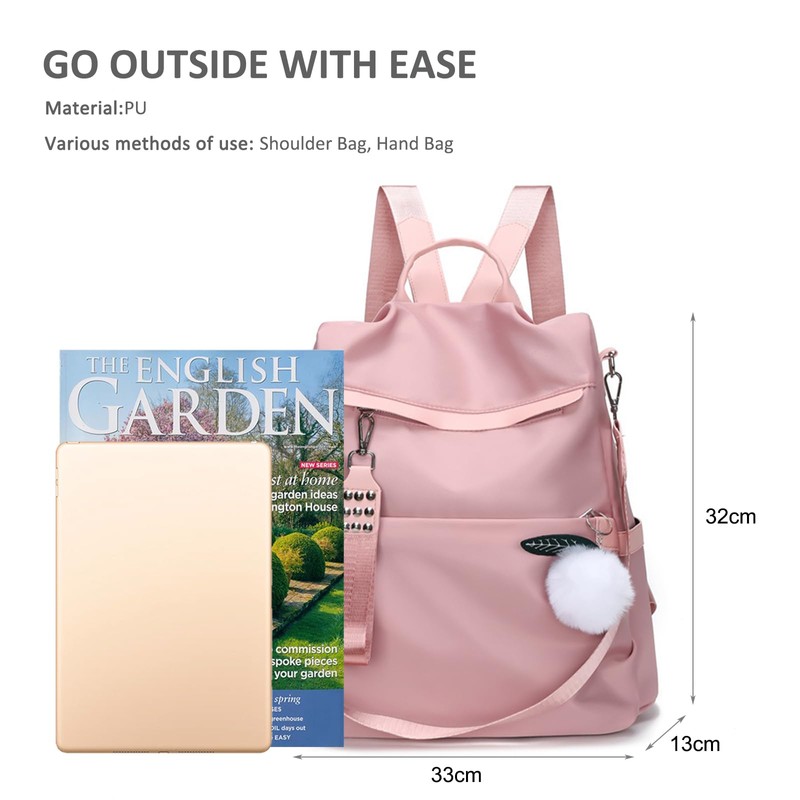 NICOLE & DORIS Women's Fashion Backpack Lightweight Nylon Rucksack Anti-Theft