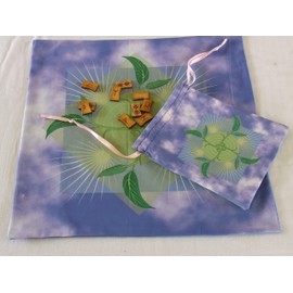 Tarot or Altar Accessory Set - Emergence, Sky Background - Altar or Tarot Cloth with Drawstring Bag - Divination Cloth or Casting Mat with Pouch