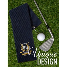 CybGene 50th Birthday Gifts for Men, Funny Golf Towels, 50 Years Old Gift for Golf Lovers, Husband, Dad, Grandpa, Boss, Coworkers