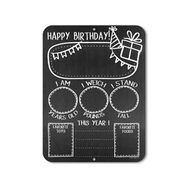 Birthday Milestone 9" x 12" Chalkboard Style Reusable Metal Photo Prop for Babies and Toddlers - Customizable with Liquid Chalk Markers (Not Included)