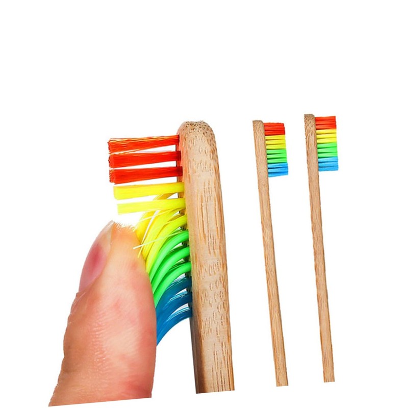 LALAFINA Bamboo Toothbrushes 4pcs Set Adults Gentle Bristles Ergonomic Handle