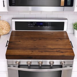 Stove Top Covers for Electric Stove with Handles 30”x22” (Outer) / 28.9”x20.8” (Inner) - Acacia Wood Noodle Board for Gas Stovetop - Stove Top Covers for Gas Burners, Sink Cutting Board (Acacia color)