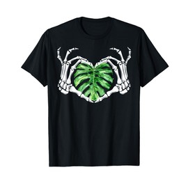 Skeleton Hands Heart Monstera Houseplant Botanical Gardening T-Shirt