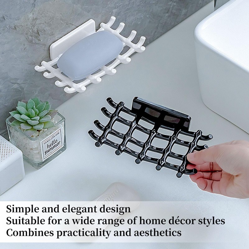 EOAMGO Soap Dish for Shower Bathroom,Soap Holder, 2PCS No-Drilling Wall