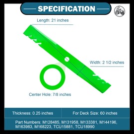 SCBHWJ 60'' Deck Mower Blades (396-730 M131958 M128485 M144196 TCU15881 M163983) Fits John Dee re (3 PCS)