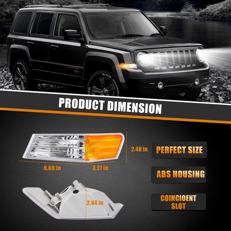 nifeida Front Turn Signal Side Marker Lamp Replacement for Jeep