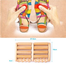 CUEMOON Foot Massager, Foot Massage Roller for Plantar Fasciitis, Wood, Incl. Foot Reflexology Device, Foot Reflexology and Foot Massager, Wood Colour, 27.5 x 19 x 5 cm