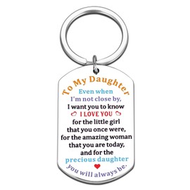 Perleddom Daughter Keychain from Mom Daughter Gifts on Mothers Day Sentimental Gift Get Well Gifts for Women Motivational Keychain for Girls Graduation Gift for Her College Girl
