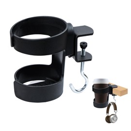 Drinks Holder Desk Cup Carrier, Drink Holder Table Drink Holder Boat with Removable Hook, Cup Holder Table for Office, Game Table Tops, Black