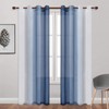 DWCN Denim Blue Ombre Sheer Curtains - Faux Linen Gradient