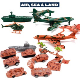 Liberty Imports Military Air Force Navy Deluxe Action Figures Army Men Soldiers Playset with Scaled Vehicles (73 pcs)