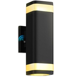 RAYVO Motion Sensor Outdoor Wall Light, Modern Dusk to Dawn Exterior Up and Down Sconce with 3 Modes, Waterproof LED Wall Mount Lighting for Porch Garage Patio, Black Finish, Bulbs Included