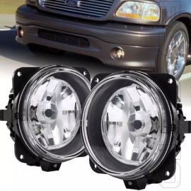 PS-AUTO Fits 2000-2004 Ford F-150 F150 Harley Edition Pair Clear Glass 4" Fog Lights