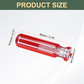 HARFINGTON 4pcs Pre-Drilled Blank Screwdriver Tool Handles 5.3mm Hole 80mm Length PVC Plastic Replacement Grips, Clear Red