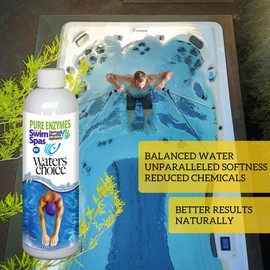 Waters Choice Swim Spa Start-Up and Maintenance Kit 3 Month Supply - Contains 3 Bottle Pure Enzymes for Swim Spas, pH Up, pH Down, Sanitizer and Test Strips - Natural Hot Tub Maintenance