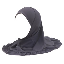 Modest Beauty Hijab Scarf Girls Kids Ruffle Lotus Leaf Hijabs Solid Color Head Scarfs for Baby