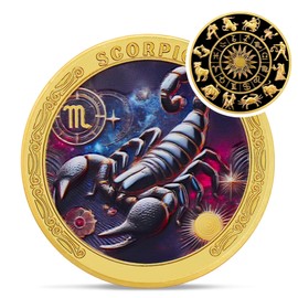 Scorpio 12 Zodiac Challenge Coin - Twelve Constellations Scorpio Protective Talisman Coin - Divination Tarot Zodiac Signs Coin - Meaningful Star Good Luck Charms Zodiac Gifts for Men Women Friend Kid
