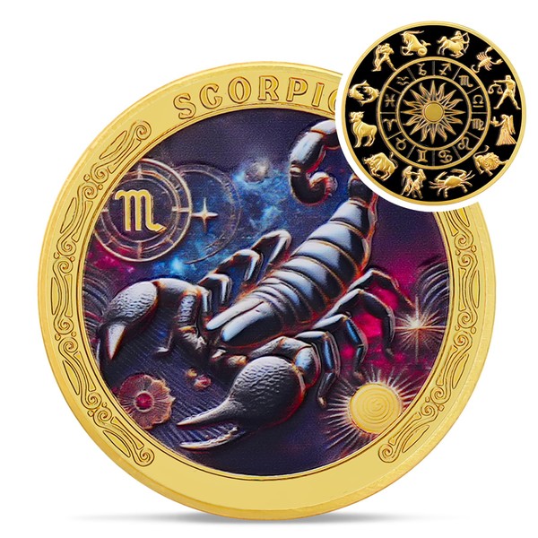 Scorpio 12 Zodiac Challenge Coin - Twelve Constellations Scorpio Protective