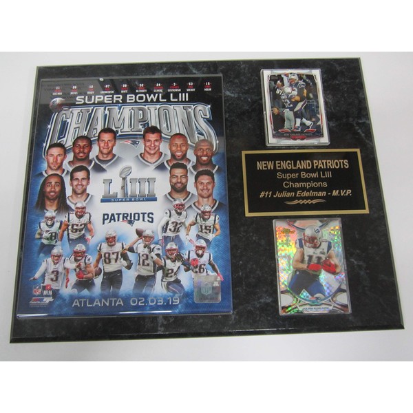 Patriots Super Bowl LIII Champions 2 Card Collector Plaque w/8x10