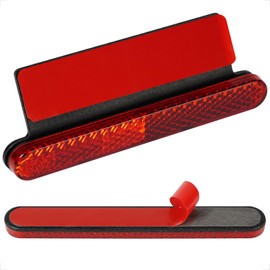 Evermotor Mini Reflector for Motorcycles 150° 100 x 13 x 6mm - E4 Certified, Aluminum Plate Included, Easy Installation, Red Reflector for Scooters, Bikes, ATVs, Set of 2