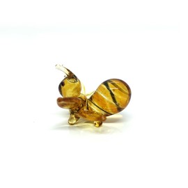Sansukjai Bee Tiny Figurines Blown Glass Art Animals Collectible Miniature Gift Home Décor Ornament (Amber Black)