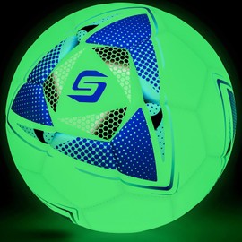 Saretas - Balones de fútbol que brillan en la oscuridad, tamaño 5, pelota de fútbol para adolescentes, jóvenes y adultos, juego en interiores y exteriores, pelota de entrenamiento con luz fluorescente