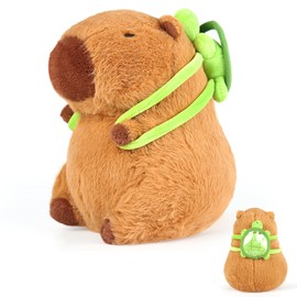 Capybara Plush, Cute Plush Cartoon Capybara Rodent Plush Toy Capybara Stuffed Animal Realistic Capybara Plush Doll Toy with Turtle Backpack for Kids