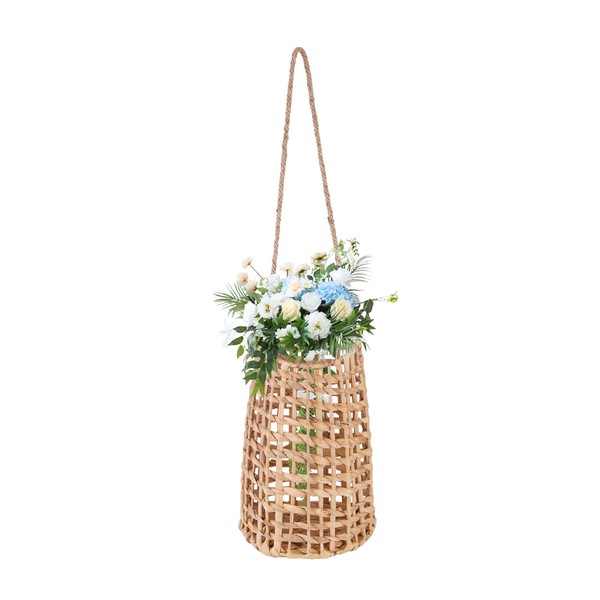 Drtenvd Woven Wall Hanging Basket, Wall-Mounted Water Hyacinth Wicker Basket
