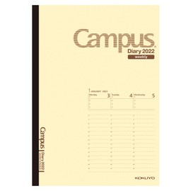 Kokuyo Campus Diary, 2022, A5 Weekly Cream, Ni-CWVLS-A5-22, Begins with January 2022