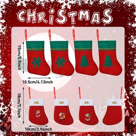 24 Pieces Christmas Mini Stocking Xmas Card Stockings Snowflake Tableware Holder Christmas Tree Silverware Holders Small Red Christmas Hanging Sock Decoration for Rustic Christmas Tree Decor Supplies