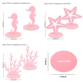 6Pcs/Pack Mermaid Birthday Decorations Felt Table Centerpiece,Under The Sea Party Decorations Supplies for Ocean Theme, Little Mermaid Birthday Party Baby Shower