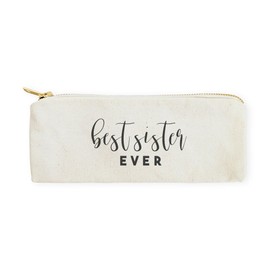 (Best Sister Ever) - The Cotton & Canvas Co. Best Sister Ever Pencil Case, Cosmetic Case and Travel Pouch for Office and Back to School