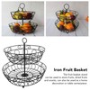 Fruit Basket Black Iron European Style Double Layer Fruit Storage