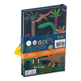 Floss & Rock Dino My Scented Secret Diary, Cola Scent with Sticker Sheet, Padlock and Key, Kids Activity book