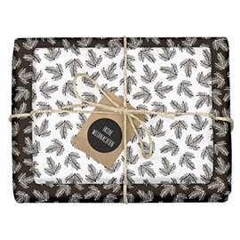 dabelino® Christmas Wrapping Paper Set: Fir Branches / Christmas Tree Black / White: 4 Sheets + 4 Tags (High Quality, Christmas Wrapping Paper, Sustainable, Recycled Paper, Elegant, for Adults)