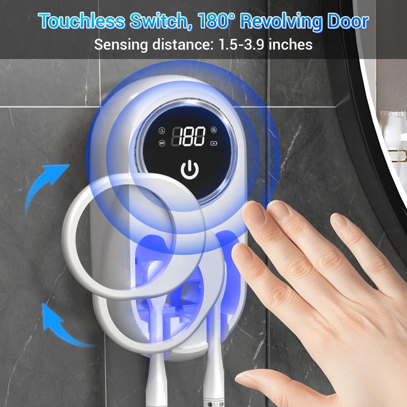 Smart Wall Mount Electric Toothbrush Holder for Bathrooms, White
