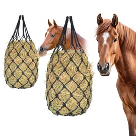 Slow Feed Hay Nets for Horses 2PCS, 42" Length with 2" Holes Hay Nets, Chew-Resistant Polyester Fiber Material