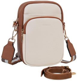 VX VONXURY Medium Cell Phone Bag for Women,Fashion Bicolor Crossbody Purse with 2 Removable Shoulder Straps PU Leather Should Bag,Brown Coffee