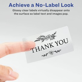 Avery Printable Blank Rectangle Labels, 2" x 3", Glossy Crystal Clear, 80 Customizable Labels (22822) - Pack of 2
